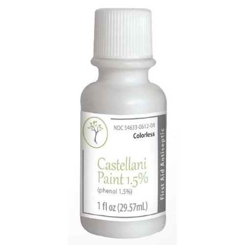Castellani Paint Phenol 1.5 Percent Modified Colorless First Aid Antiseptic Agent - 1 Oz