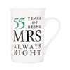 Haysoms Ivory 55th Anniversary Mr Right & Mrs Always Right Ceramic Mugs Gift Set Thoughtful and Unique Gift Idea Dishwasher and Microwave Safe