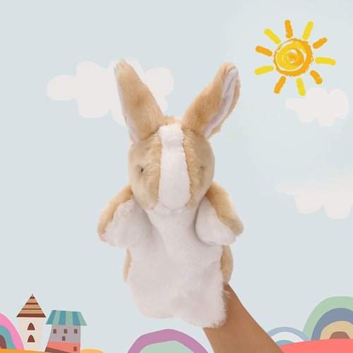 Plush Rabbit Hand Puppet Interactive Animal Toys for Role Play Storytelling Preschool Teaching Gifts for Kids Boys Girls (Brown)