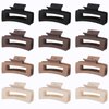 Sisiaipu 3.5 Inch Medium Hair Claw Clips 12 Pcs Square Claw Clips for Thick and Thin Hair Rectangular Rectangle Hair Clips Jaw Clips Bulk Hair Accessories for women and Girls - Brown