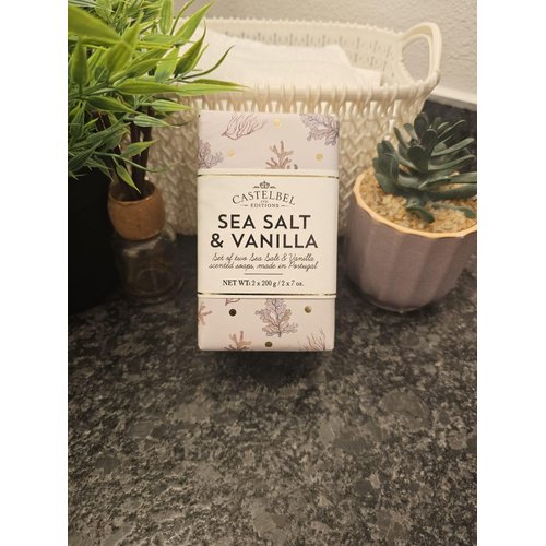 Generic Sea Salt & Vanilla Luxury Soap Bars, Set of 2, 7 oz Each, Handmade in Portugal, White