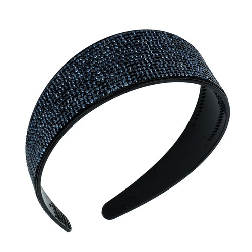 Amariver Navy Blue Rhinestone Headbands Sparkly Glitter Hair Band for Women Shiny Crystal Headband Fashion Wide Diamonds Head band Bling Jeweled Headband Stylish Hair Accessories for Women Girls