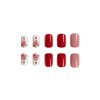 Christmas Fake Nails Short Square Winter Press on Nails Red Full Cover Xmas Tree Candy Cane False Nails with Designs Glossy Glue on Nails Acrylic Nails Artificial Nails for Women Girls 24Pcs