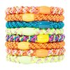 L. Erickson Grab & Go Pony - Monkey Business - 8 Pack Ponytail Holder Hair Ties - Orange Neon Mix 90s