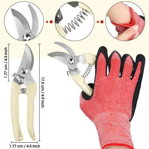 WILLBOND 11 Pcs Rose Thorn Remover Valentine Leaf Stripping Tool Garden Pruning Shear Scissors Kit Floral Gloves and Floral Tape for Outdoor Gardening Flower Arrangement Florist Supplies (Pink, Green)