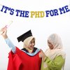 It's the PHD for Me Banner, Congrats PHD, Class of 2025 Doctor Master Graduation Party Decorations Supplies, Blue and Gold Glitter