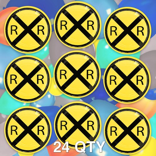 Havercamp Railroad Paper Party Plates (24 pack) 7 inch Round Dessert Plates Great for Serving Cake at Train Themed Events, Kid's Birthday Party, Train Collectors