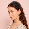 Amariver Black Rhinestones Headbands for Women Sparkly Pearls Head Band Beaded Wide Hair Band Crystal Headband Elastic Headbands Non-slip Fancy Hair Accessories for Women Girls