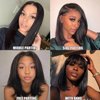SKYDO Short Bob Wig Human Hair for Black Women 13x4 Bob Lace Front Wigs Human Hair 10inch Straight Bob Wig 180% Density Human Hair Bob Wig Pre Plucked Hairline with Baby Hair Natural Color