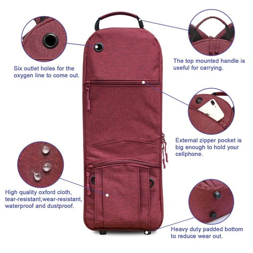 Healvaluefit Oxygen Tank Backpack O2 Cylinder Carrying Holder Bag for Tank D/M-15, JD/M-22 (Red)