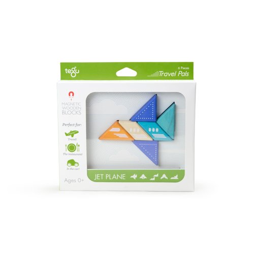 6 Piece Tegu Travel Pal Magnetic Wooden Block Set, Jet Plane