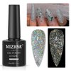 MIZHSE Glitter Gel Polish, Silver Sparkle Gel Nail Polish Diamond Disco Reflective Gel Glitter Nail Polish Soak Off UV Gel Nail Art Varnish Manicure Home DIY 10ml