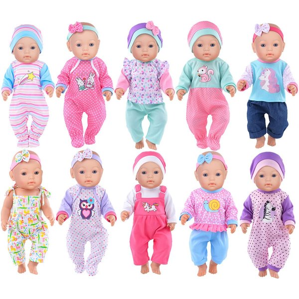 iBayda 10 Sets Doll Clothes Accessories Play Set Include Rompers Outfits for 14-16 inch Dolls and 43cm/17 inch New Baby Dolls (No Doll)