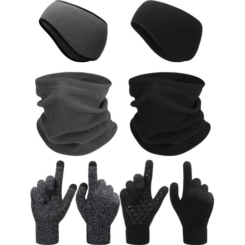 SATINIOR 6 Pieces Ear Warmer Headband Warmer Face Mask Fleece Neck Gaiter Touch Screen Winter Knit Gloves for Men and Women