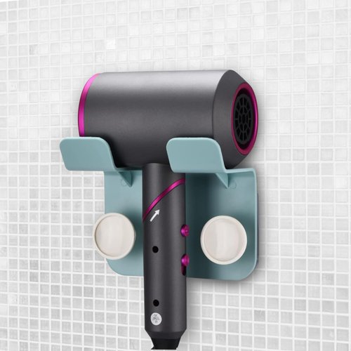Bamodi Hair Dryer Holder - 5x6x3-Inch Wall Mounted Hair Tool Organizer - Multi-Purpose Bathroom Space Saver Stand - Compatible with Most Hairdryer Tools - Adhesive Backing of Blow Dryer Holder