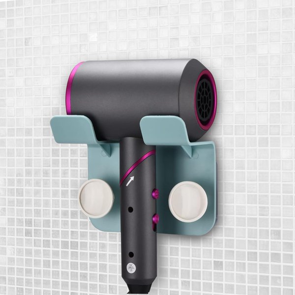 Bamodi Hair Dryer Holder - 5x6x3-Inch Wall Mounted Hair Tool Organizer - Multi-Purpose Bathroom Space Saver Stand - Compatible with Most Hairdryer Tools - Adhesive Backing of Blow Dryer Holder