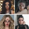 Fssqii Halloween Temporary Face Tattoos Makeup Kit 12 Pack Day of the Dead Sugar Skull Floral Black Skeleton Full Face Mask Stickers for Festival Party DIY Self Adhesive Masquerade Face Tattoo Decals