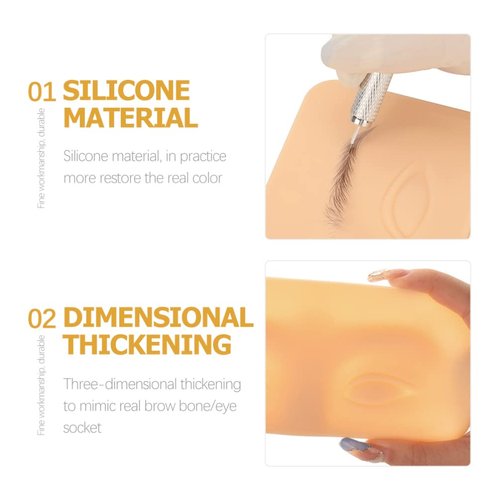 Healvian Silicone Eyebrow Tattoo Practice Skin 2Pcs Microblading Fake Makeup Skin Sheets Eyebrow Model Eyeliner Tattoos Latex Skin for Beginners