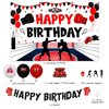 Boxing Birthday Decorations Fight Sports Wrestling Boxer Theme Party Supplies for boys 1 2 3 4 5 Year Old, Black-Red Balloons Backdrop Glitter Cake Toppers