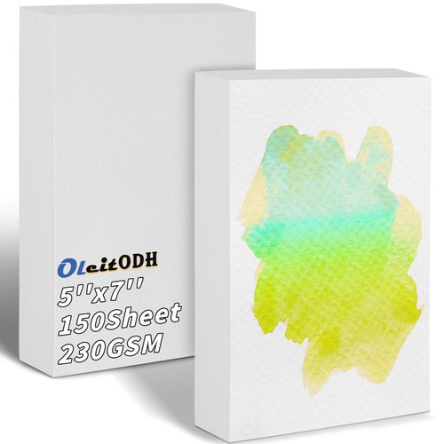 150 Sheets Cotton Watercolor Paper Bulk -230GSM Art Paper-5 x 7 inch Painting & Craft Paper, Finger Paints, Watercolor, Tempera, Drawing, Art Room & Home School Crafts