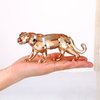Crystal Leopard Cheetah Realistic Animal Art Figurine Collection Table top Ornament Statue Home Decor (Gold)
