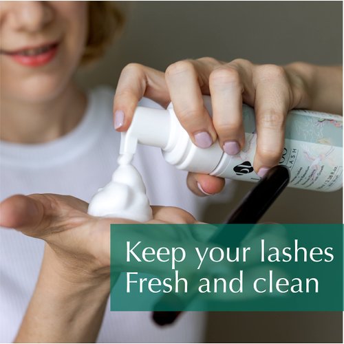 BL Lashes Eyelash Shampoo+ Brush, Eyelid Foaming Cleanser for Natural and Extension Lashes, Gentle Lash Bath and Makeup Remover for Salon and Home (50ml)