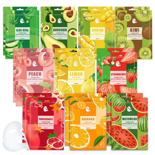 WENJLYJ 20 Combo Face Sheet Masks Skincare Set,Moisturizing Face Mask Skin Care Kit,Hydrating Facial Mask Gift Set for Women,Mom,Men,Wife & Girlfriends