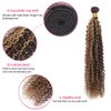 Ombre Curly Bundles Highlight Human Hair Bundles Brazilian Virgin Blonde Curly Human Hair 3 Bundles 10 12 14 Inch Color 4/27 Human Hair Bundle Brown Kinky Curly Bundle Human Hair Extensions