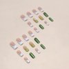 BABALAL Square Press on Nails Medium Fake Nails Green Glue on Nails 3D Butterfly Rhinestone Acrylic Nails 24Pcs French Squoval False Nails for Women and Girls