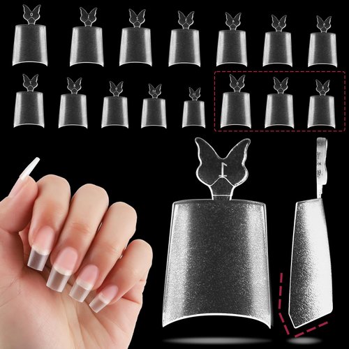 WELLQUINN Short Coffin Nail Tips Blunt Edges Fake Nails 300pcs Pre-shape Gel Acrylic Nail Tips Half Cover Nail Extension Home DIY Nail Salon 12 Sizes Gelly Tips