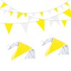 LUSEOAN 100Ft Yellow and White Pennant Banner Flags String Fabric Triangle Bunting Flag,Party Decorations for Wedding,Kids Birthday,Home Outdoor Garden Hanging Festivals Decoration,60 Pcs