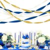 NICROLANDEE Navy Blue Party Decorations - 6 Rolls Navy Blue Gold Ivory Crepe Paper Streamers Tassels Paper for Graduation Party Bridal Shower Wedding Birthday Supplies