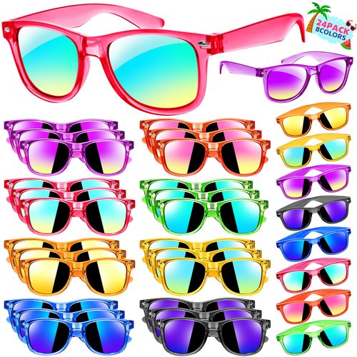 Joycover 24 Pack Kids Sunglasses Bulk, Kids Sunglasses Party Favor, Translucent Sunglasses for Kids with UV 400 Protection, Party Favors for Kids Goodie Bags, Valentines Day Gift for Kids