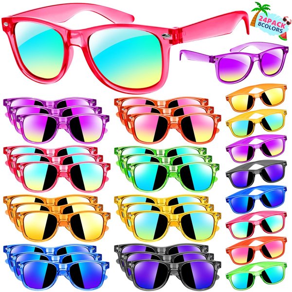 Joycover 24 Pack Kids Sunglasses Bulk, Kids Sunglasses Party Favor, Translucent Sunglasses for Kids with UV 400 Protection, Party Favors for Kids Goodie Bags, Valentines Day Gift for Kids