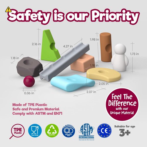 Taksa Toys Nature-Inspired Educational Unique STEM Toys Premium Stacking Blocks Preschool Resources for Kids Building Activities, Montessori Toys for 3 4 5 6 7+ Year Old Learning Game Fun Pack 36 Pcs