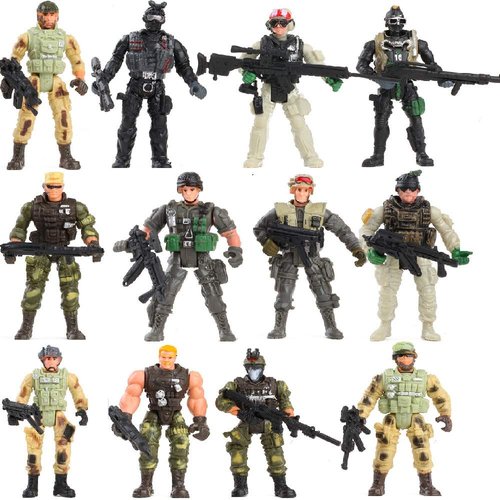 Fycooler US Army Men and SWAT Team Toy Soldiers Action Figures Playset with Military Weapons Accessories,Military Soldier Playset Military Figures Army Men Soldiers Toy for Kids Boys Gift,12Pcs