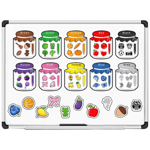 Oranwell Color Recognition Magnetic Sorting Set, 10 Pieces Magnet Color Sorting Toys for Toddlers Baby Kids Magnetic Educational Color Shape Sorting Learning Matching Toys for Refrigerator Whiteboard