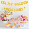 Pre-Strung It's My Golden Birthday Banner including 1 PC Happy Golden Birthday Cake Topper Set for Golden Birthday Party Glitther Gold Happy Birthday Decorations Gold Birthday Party Supplies
