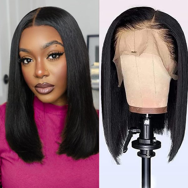 Arlalgce Bob Wig Human Hair-150% Density Lace Front Wigs Human Hair Short Bob Wigs -13x4 Lace Front Wigs Human Hair Lace Front Wigs Pre Plucked With Baby hair For Black Women 12inch