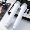 Facmogu 2PCS Fake Microphone Prop, Plastic Realistic Prop Microphone, Pretend Mics Simulate Speech Practice, Mic Prop for Karaoke Costume Role Play Christmas Cosplay Music Birthday Party Favors -White