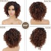 GNIMEGIL Ombre Brown 70s Afro Wigs for Women Short Curly Wigs with Side Bangs Synthetic Kinky Wig Natural Hair African American Wigs for Black Women Cosplay Party Halloween Costume