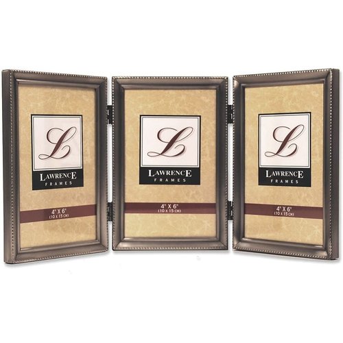 Lawrence Frames 4 x 6-Inch Metal Pewter Hinged Triple Picture Frame (11546T)