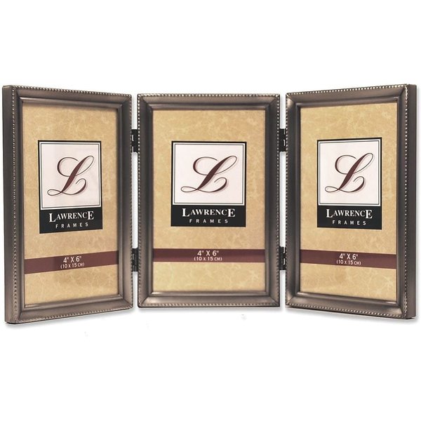 Lawrence Frames 4 x 6-Inch Metal Pewter Hinged Triple Picture Frame (11546T)