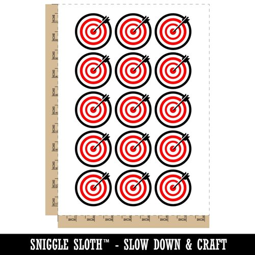 Archery Target Bullseye with Arrow Temporary Tattoo Water Resistant Fake Body Art Set Collection - 15 2" Tattoos (1 Sheet)