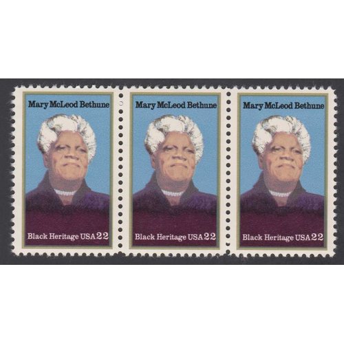 Mary McLeod Bethune Black Heritage USA 22¢ Set Of Three Postage Stamps