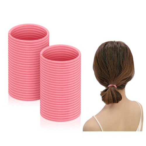 DS. DISTINCTIVE STYLE Hair Rubber Bands 50 Pieces 2.5 mm Elastic Hair Bands Hair Ties Ponytail Holders - Pink