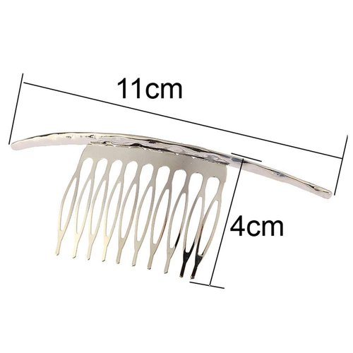 2 Pieces Metal Hair Side Combs Concavo-Convex Surface 10 Teeths Comb Metal Bridal Wedding Veil Hair Combs Headpiece Hair Clip Combs Hair Comb Pins for Girls and Women, Golden and Silver