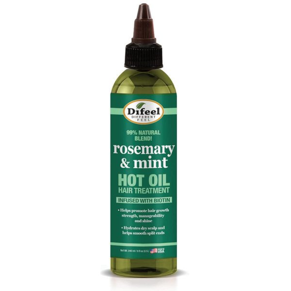 Difeel Hot Oil Hair Treatment with Natural Rosemary, Mint & Biotin 8 oz - Nourishing Treatment and Growth for Dry and Damaged Hair