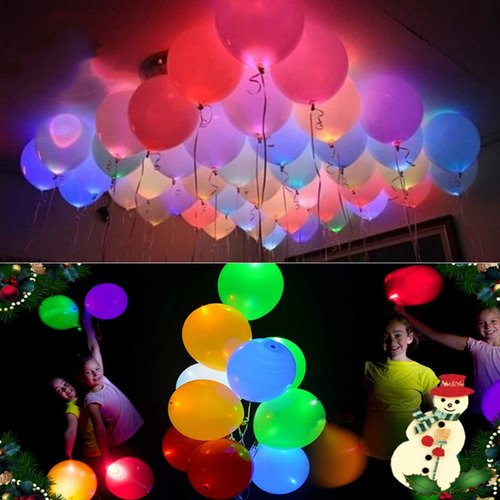 20 LED Light Up Balloons 12 inch Neon Balloons Mixed Colors Flashing Lasts 24 Hours Glow in the dark for Birthday Glow Party Favors Supplies Wedding Halloween Christmas Decorations