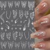 4 Sheets Y2K Butterfly Nail Stickers,Silver Metal Butterflies Heart Nail Art Stickers 3D Abstract Lines Hollow Hearts Star Nail Decals for Women Nail Decor Nail Designs Nail Accessories